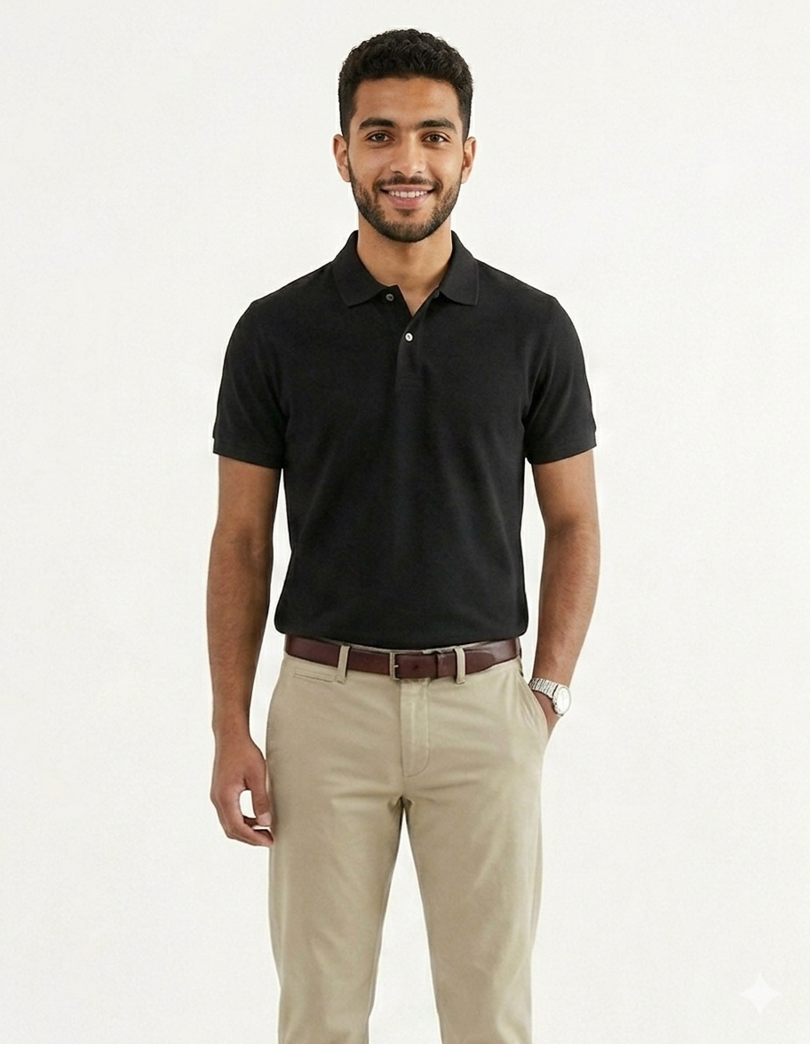 Polo Black Plain Tshirt