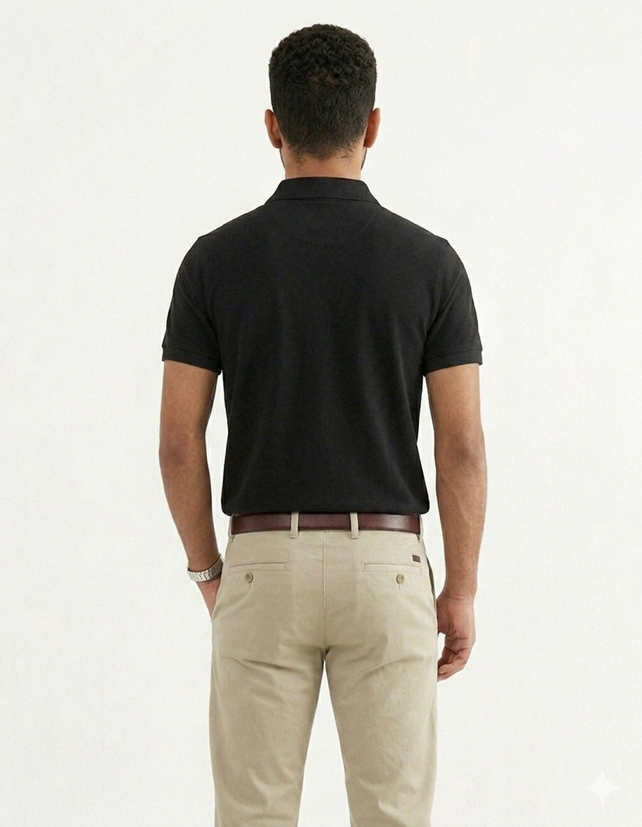 Polo Black Plain Tshirt - Image 2
