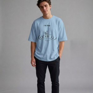 I'm Fine Baby blue Oversized Tshirt